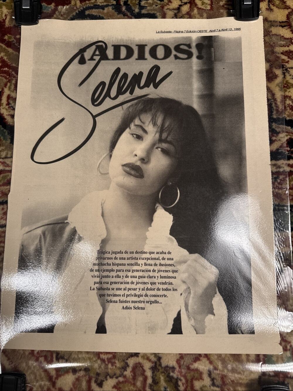 Selena Quintanilla 1995 Newspaper Mini Poster